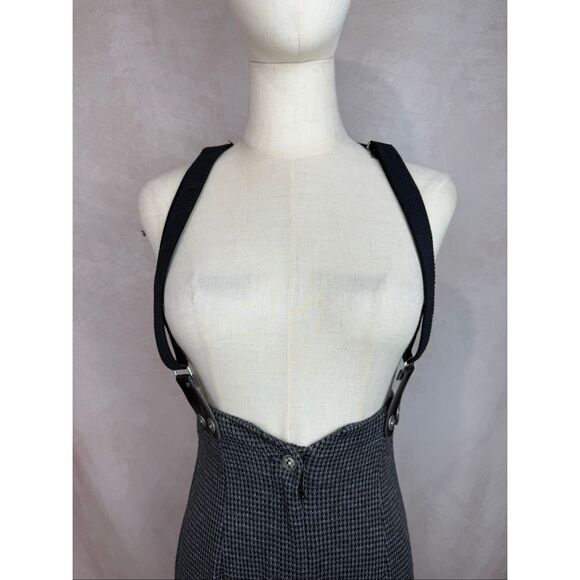 Vintage Pants with Suspenders Houndstooth 1980s 1990s Size Small Grunge Goth Alt - Picture 2 of 9